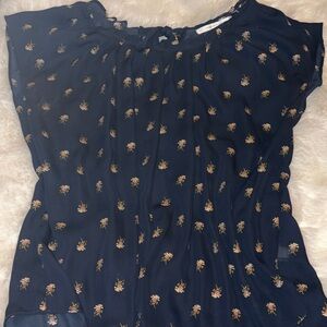 Lauren Conrad size XL women’s short sleeve blouse, navy floral